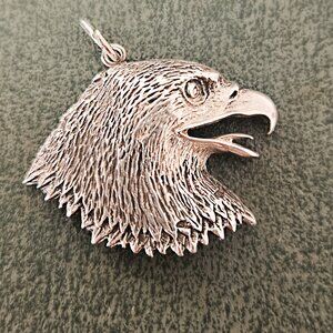 Sterling 925 Silver Eagle Head Necklace Pendant Philly Philadelphia Military USA